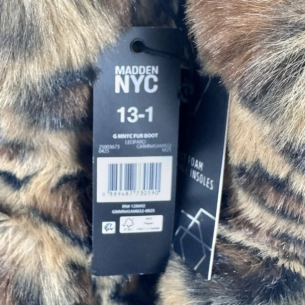 Madden NYC Girls Faux Fur Boots 13-1 Leopard Animal Print Cozy Winter Y2K